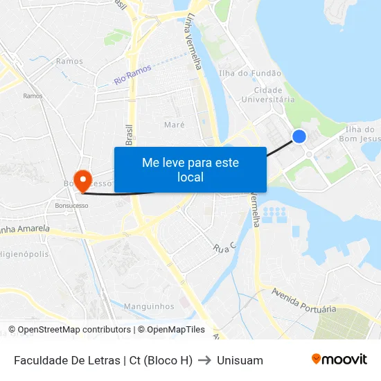 Faculdade De Letras | Ct (Bloco H) to Unisuam map