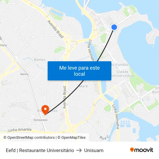 Eefd | Restaurante Universitário to Unisuam map