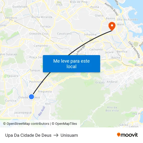 Upa Da Cidade De Deus to Unisuam map