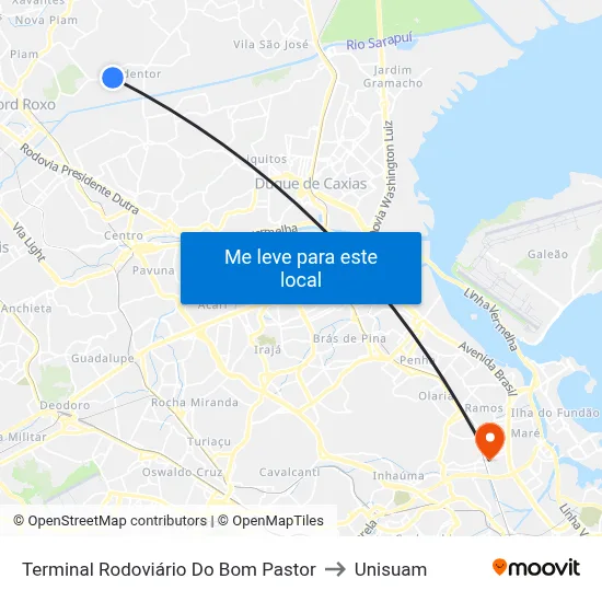 Terminal Rodoviário Do Bom Pastor to Unisuam map
