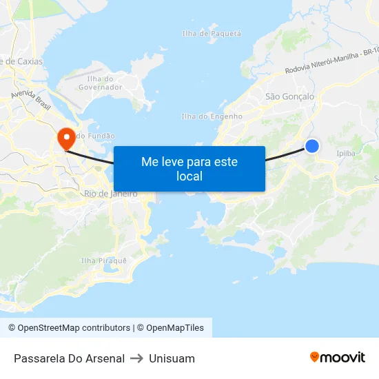 Passarela Do Arsenal to Unisuam map