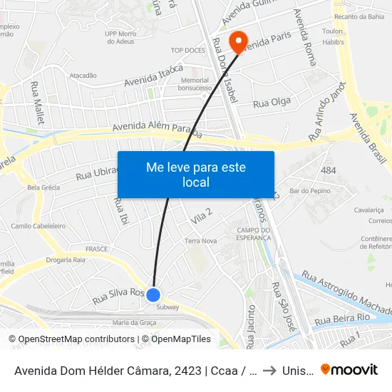 Avenida Dom Hélder Câmara, 2423 | Ccaa / Metrô Maria Da Graça to Unisuam map