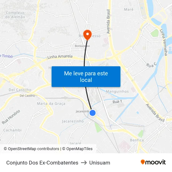 Conjunto Dos Ex-Combatentes to Unisuam map