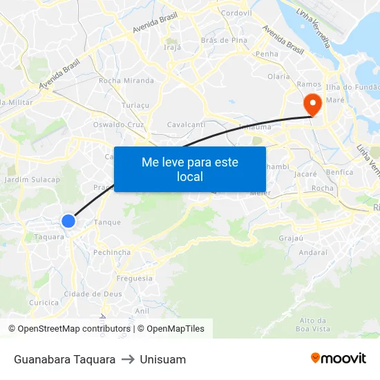 Guanabara Taquara to Unisuam map