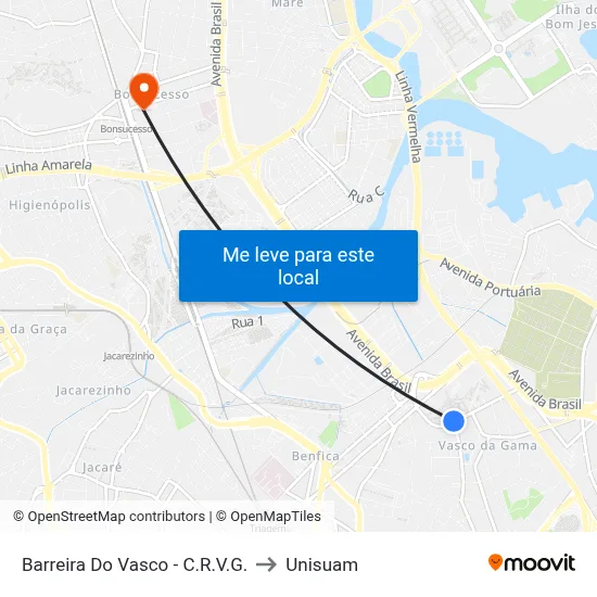 Barreira Do Vasco - C.R.V.G. to Unisuam map