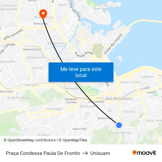 Praça Condessa Paula De Frontin to Unisuam map