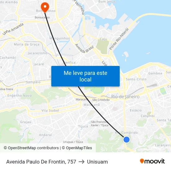 Avenida Paulo De Frontin, 757 to Unisuam map