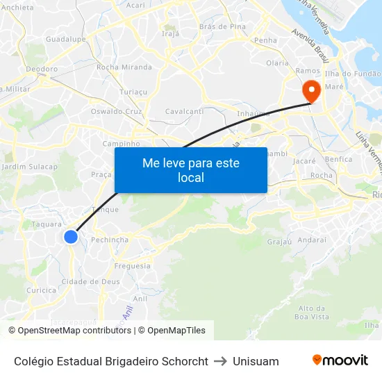 Colégio Estadual Brigadeiro Schorcht to Unisuam map
