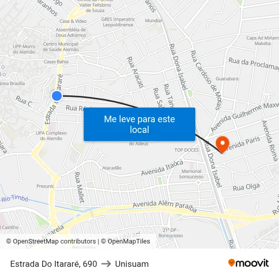 Estrada Do Itararé, 690 to Unisuam map