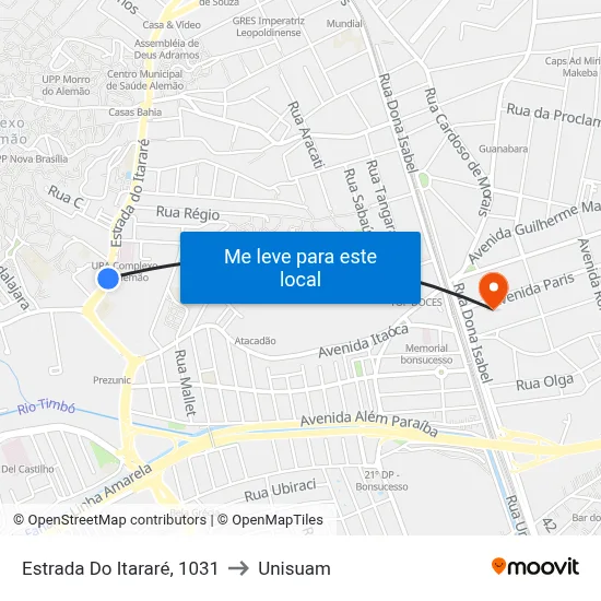 Estrada Do Itararé, 1031 to Unisuam map