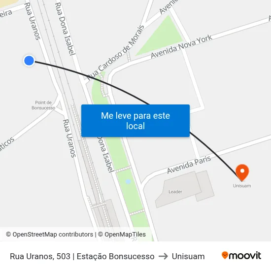 Rua Uranos, 503 | Estação Bonsucesso to Unisuam map