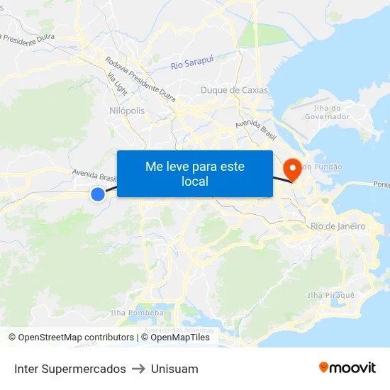 Inter Supermercados to Unisuam map