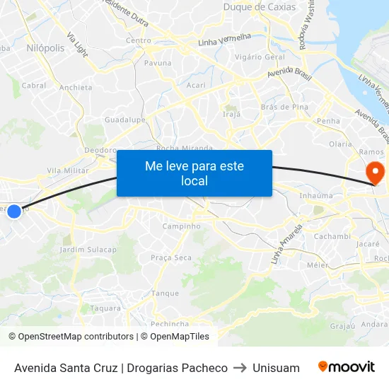 Avenida Santa Cruz | Drogarias Pacheco to Unisuam map