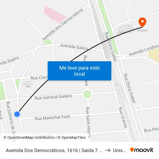 Avenida Dos Democráticos, 1616 | Saída 7 - Linha Amarela to Unisuam map