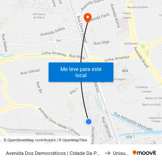 Avenida Dos Democráticos | Cidade Da Polícia (1) to Unisuam map