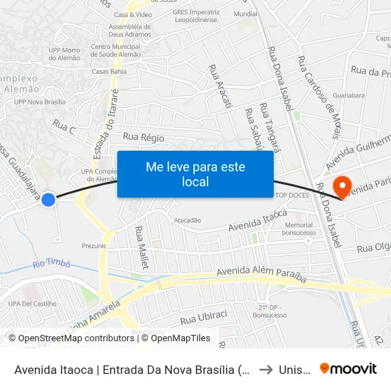 Avenida Itaoca | Entrada Da Nova Brasília (Sentido Inhaúma) to Unisuam map