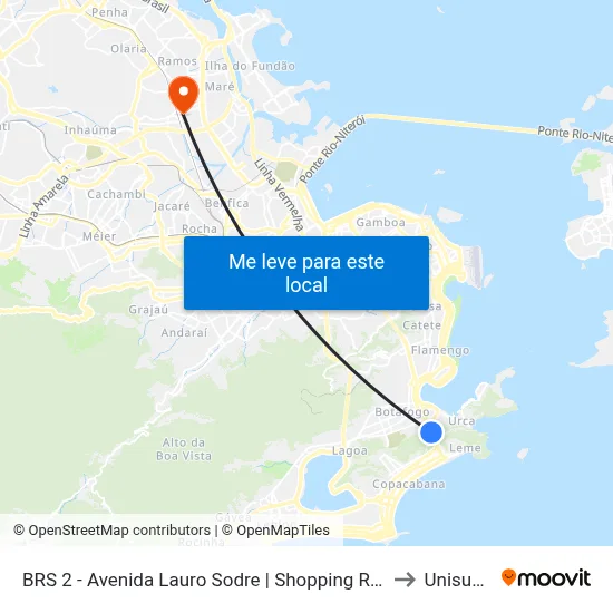 BRS 2 - Avenida Lauro Sodre | Shopping Rio Sul to Unisuam map