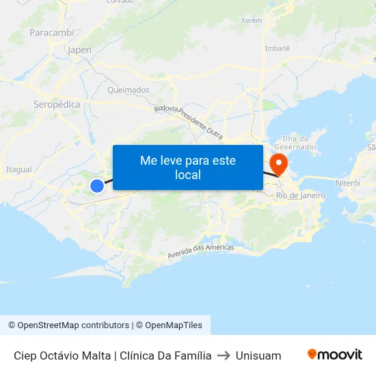 Ciep Octávio Malta | Clínica Da Família to Unisuam map