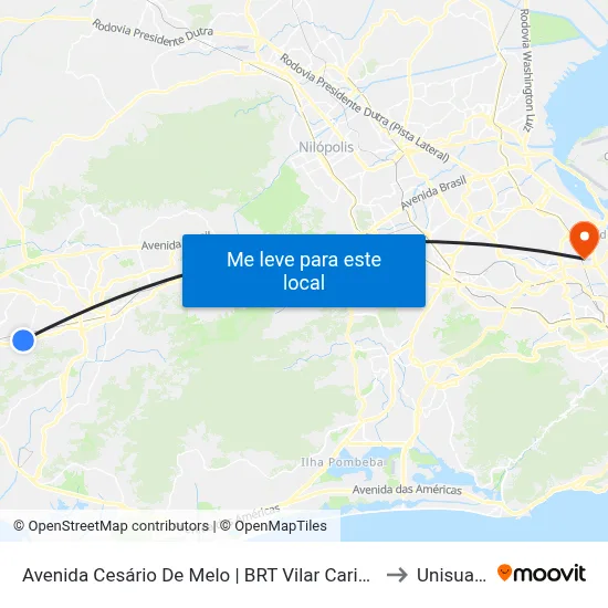 Avenida Cesário De Melo | BRT Vilar Carioca to Unisuam map