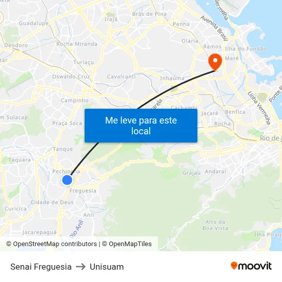 Senai Freguesia to Unisuam map