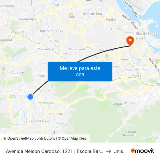 Avenida Nelson Cardoso, 1221 | Escola Barão Da Taquara to Unisuam map