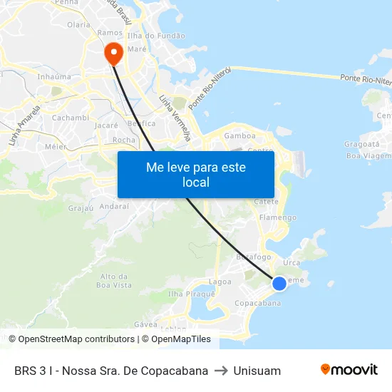 BRS 3 I - Nossa Sra. De Copacabana to Unisuam map