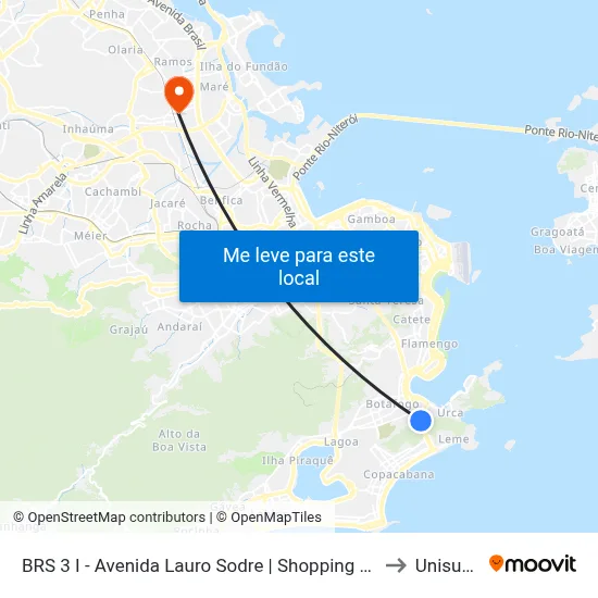 BRS 3 I - Avenida Lauro Sodre | Shopping Rio Sul to Unisuam map