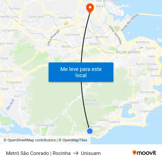 Metrô São Conrado | Rocinha to Unisuam map