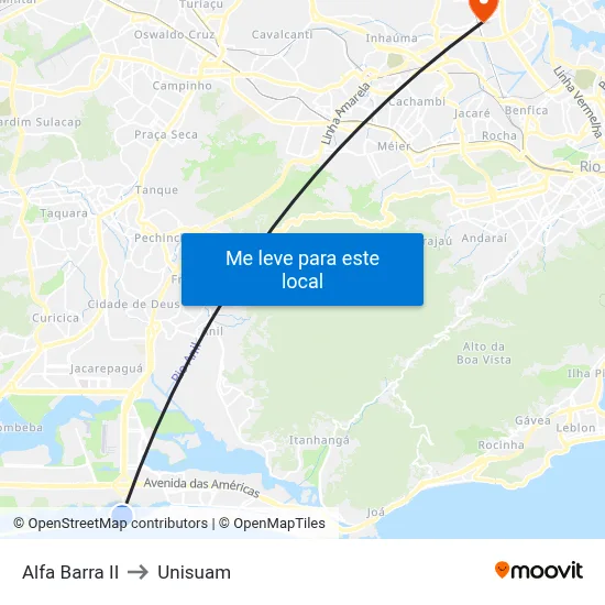 Alfa Barra II to Unisuam map