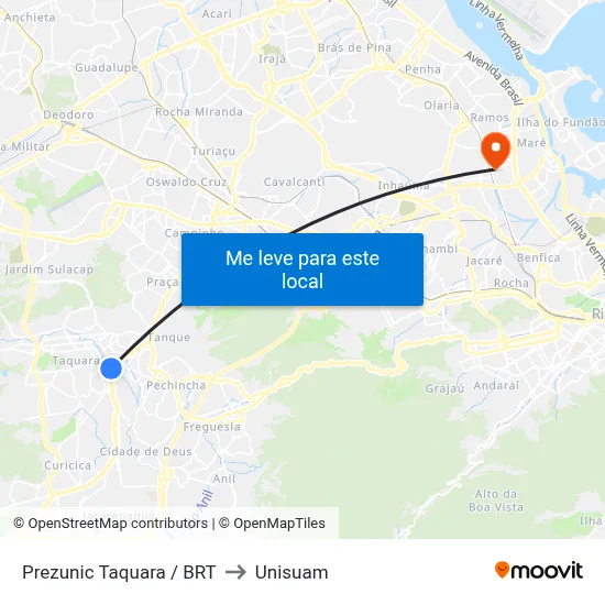 Prezunic Taquara / BRT to Unisuam map