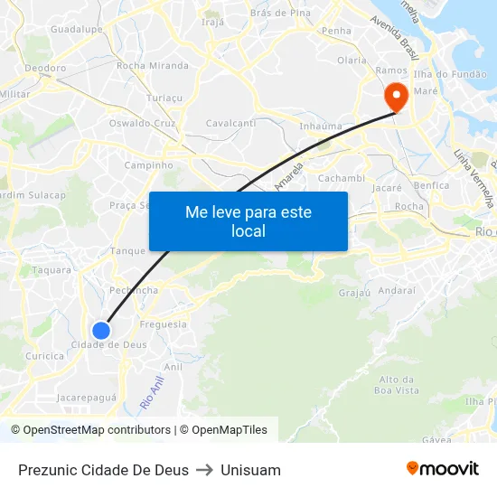 Prezunic Cidade De Deus to Unisuam map