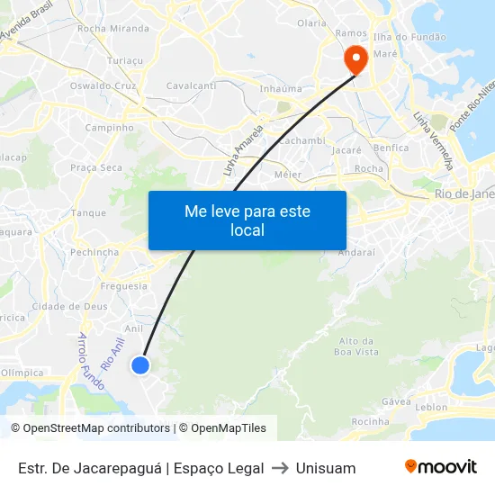 Estr. De Jacarepaguá | Espaço Legal to Unisuam map