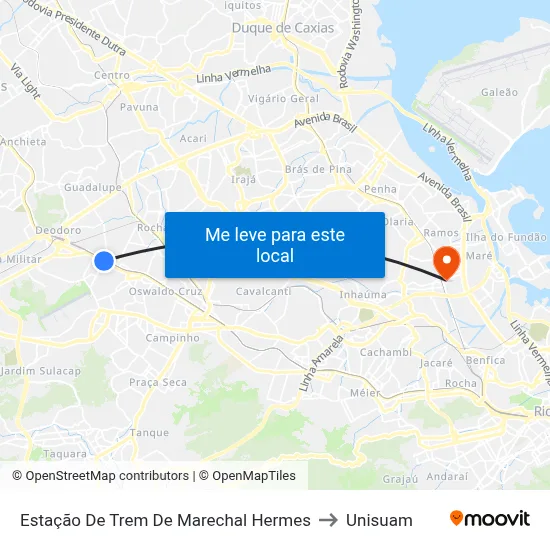 Estação De Trem De Marechal Hermes to Unisuam map