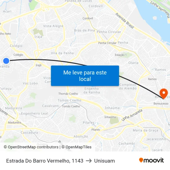 Estrada Do Barro Vermelho, 1143 to Unisuam map