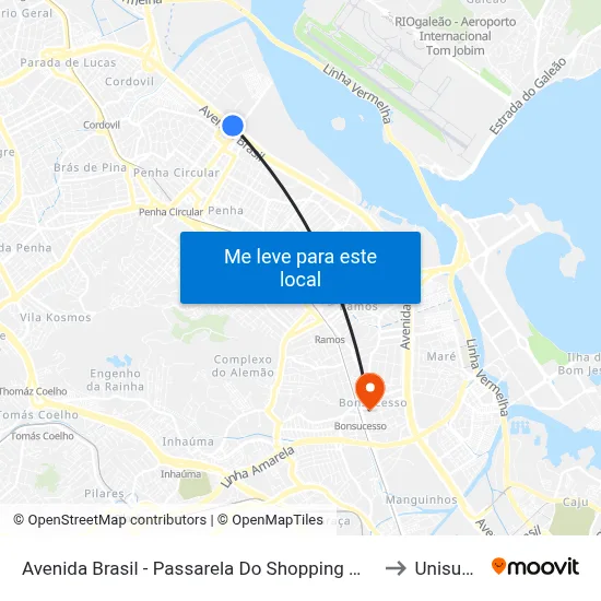 Avenida Brasil - Passarela Do Shopping Matriz to Unisuam map