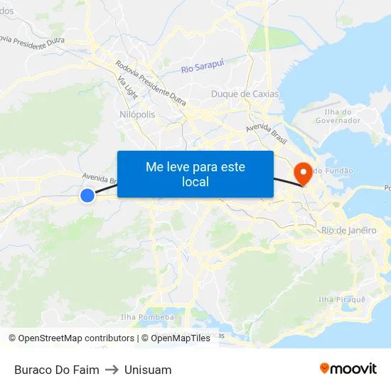 Buraco Do Faim to Unisuam map