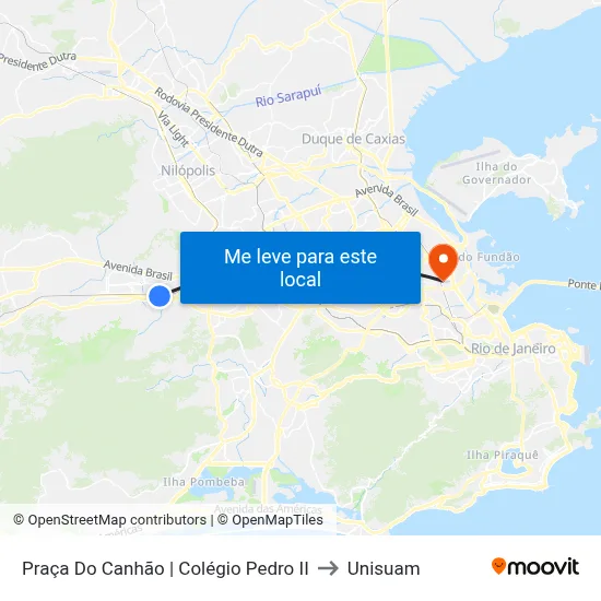 Praça Do Canhão | Colégio Pedro II to Unisuam map