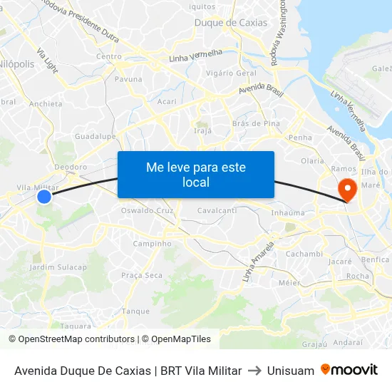 Avenida Duque De Caxias | BRT Vila Militar to Unisuam map