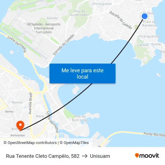 Rua Tenente Cleto Campêlo, 582 to Unisuam map