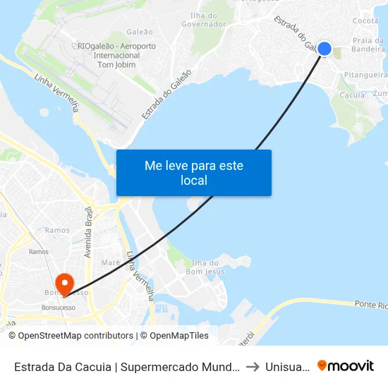 Estrada Da Cacuia | Supermercado Mundial to Unisuam map