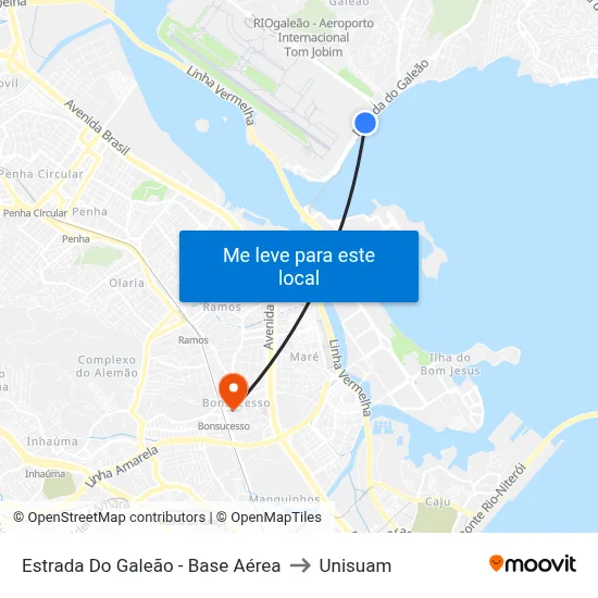 Estrada Do Galeão - Base Aérea to Unisuam map