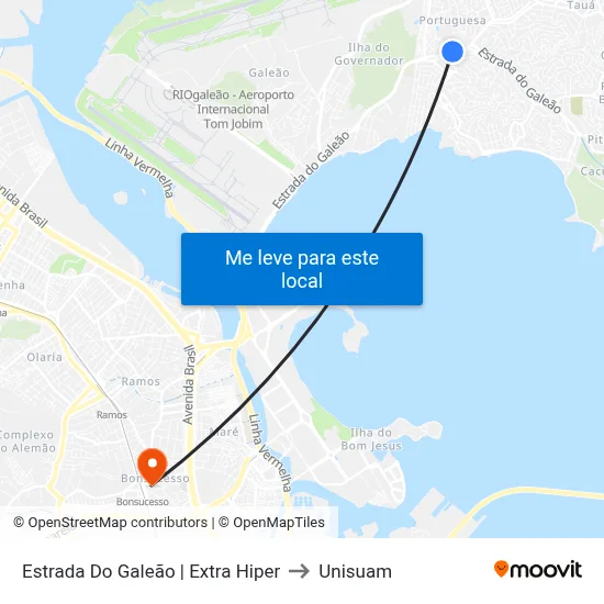 Estrada Do Galeão | Extra Hiper to Unisuam map