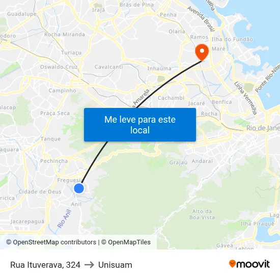 Rua Ituverava, 324 to Unisuam map