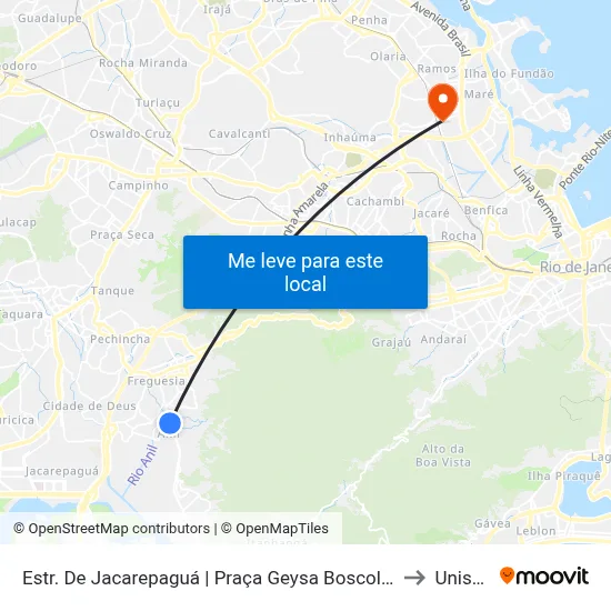 Estr. De Jacarepaguá | Praça Geysa Boscoli (Praça Do Anil) to Unisuam map
