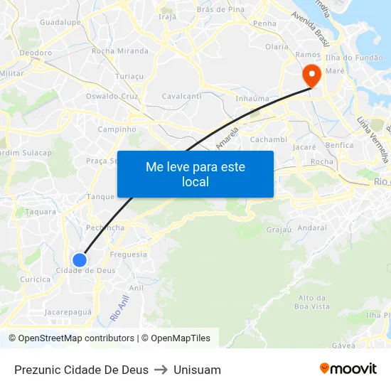 Prezunic Cidade De Deus to Unisuam map