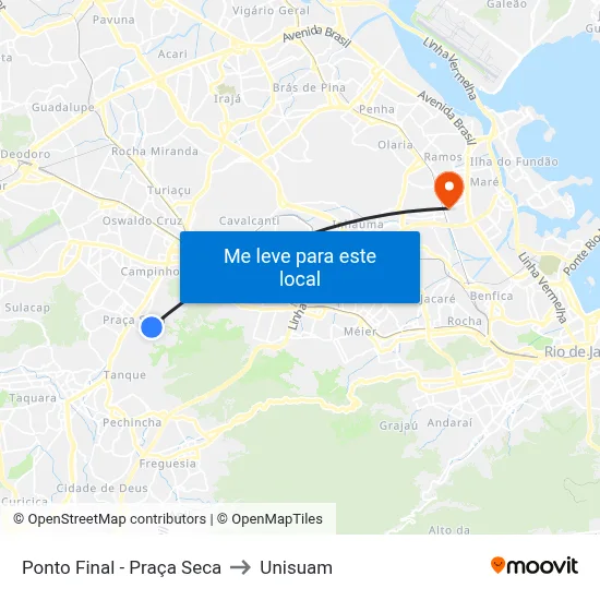 Ponto Final - Praça Seca to Unisuam map