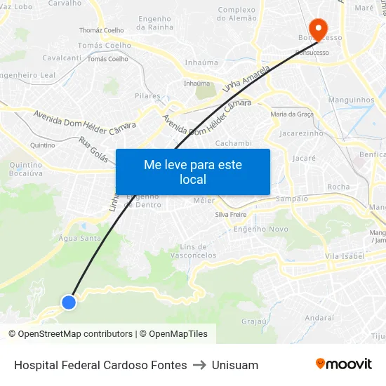 Hospital Federal Cardoso Fontes to Unisuam map