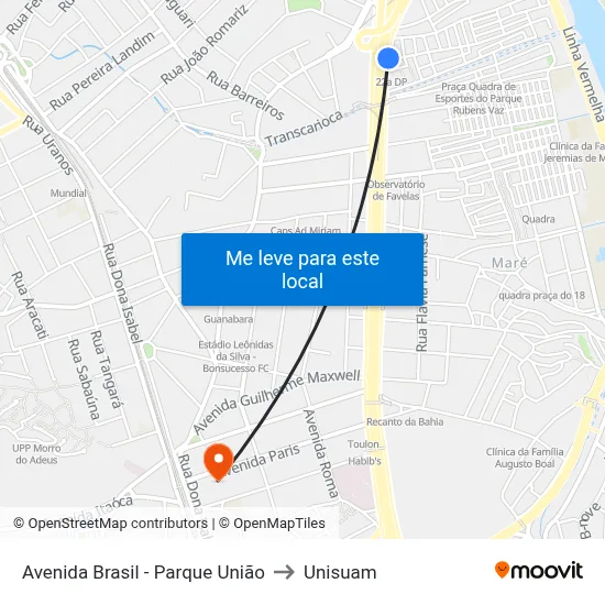 Avenida Brasil - Parque União to Unisuam map