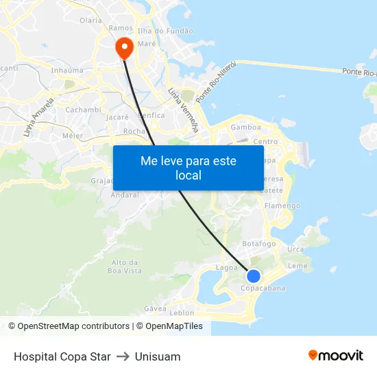 Hospital Copa Star to Unisuam map