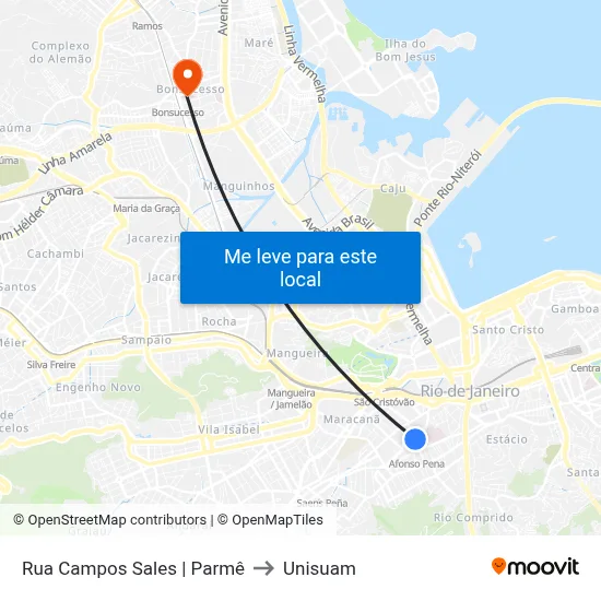 Rua Campos Sales | Parmê to Unisuam map